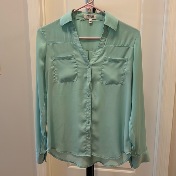 Express Tops - Express the portofino shirt blouse aqua blue